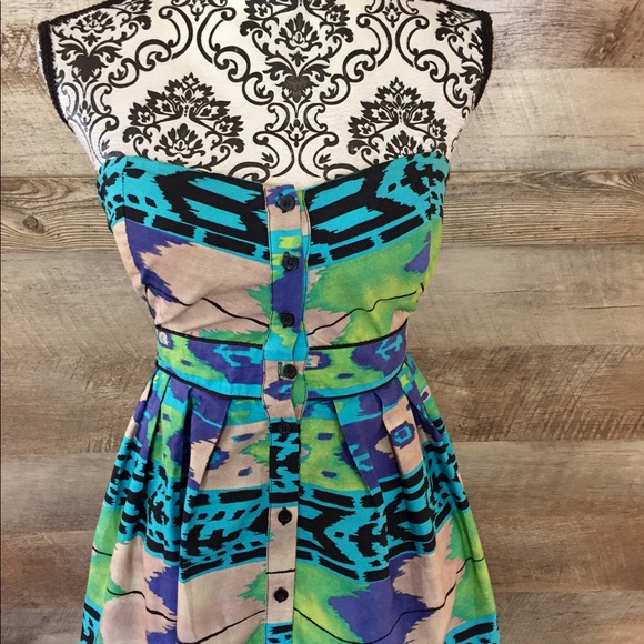 100% Cotton Strapless Navajo Summer Dress - Picture 2 of 5